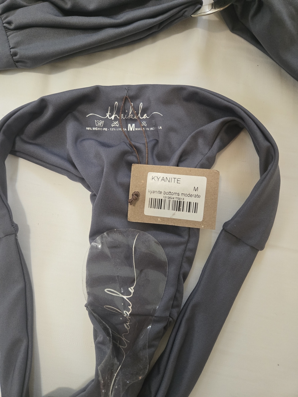 Thaikila Kyanite Gray Bandeau Bikini Set with Metal Accent - Picture 5 of 9